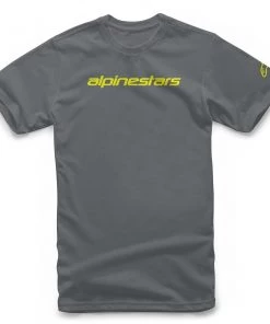 Alpinestars Linear Wordmark Charcoal/Fluro Yellow Tee