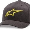 Alpinestars Ageless Hat (Curved Bill/Flex Back) Charcoal Heather/Hi-Vis Yellow