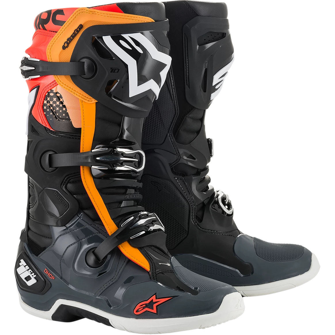 Alpinestars 2021 Tech 10 Black/Grey/Fluro Orange Boots 1 Alpinestars 2021 Tech 10 Black/Grey/Fluro Orange Boots