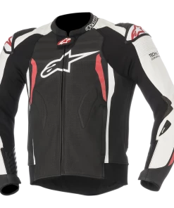 Alpinestars GP Pro V2 Black/White/Fluro Red Leather Jacket (Tech-Air Compatible)
