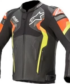 Alpinestars Atem V4 Black/Fluro Red/Fluro Yellow Leather Jacket