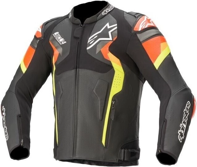 Alpinestars Atem V4 Black/Fluro Red/Fluro Yellow Leather Jacket 1 Alpinestars Atem V4 Black/Fluro Red/Fluro Yellow Leather Jacket