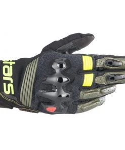Alpinestars Halo Forest Green/Black/Fluro Yellow Leather Gloves