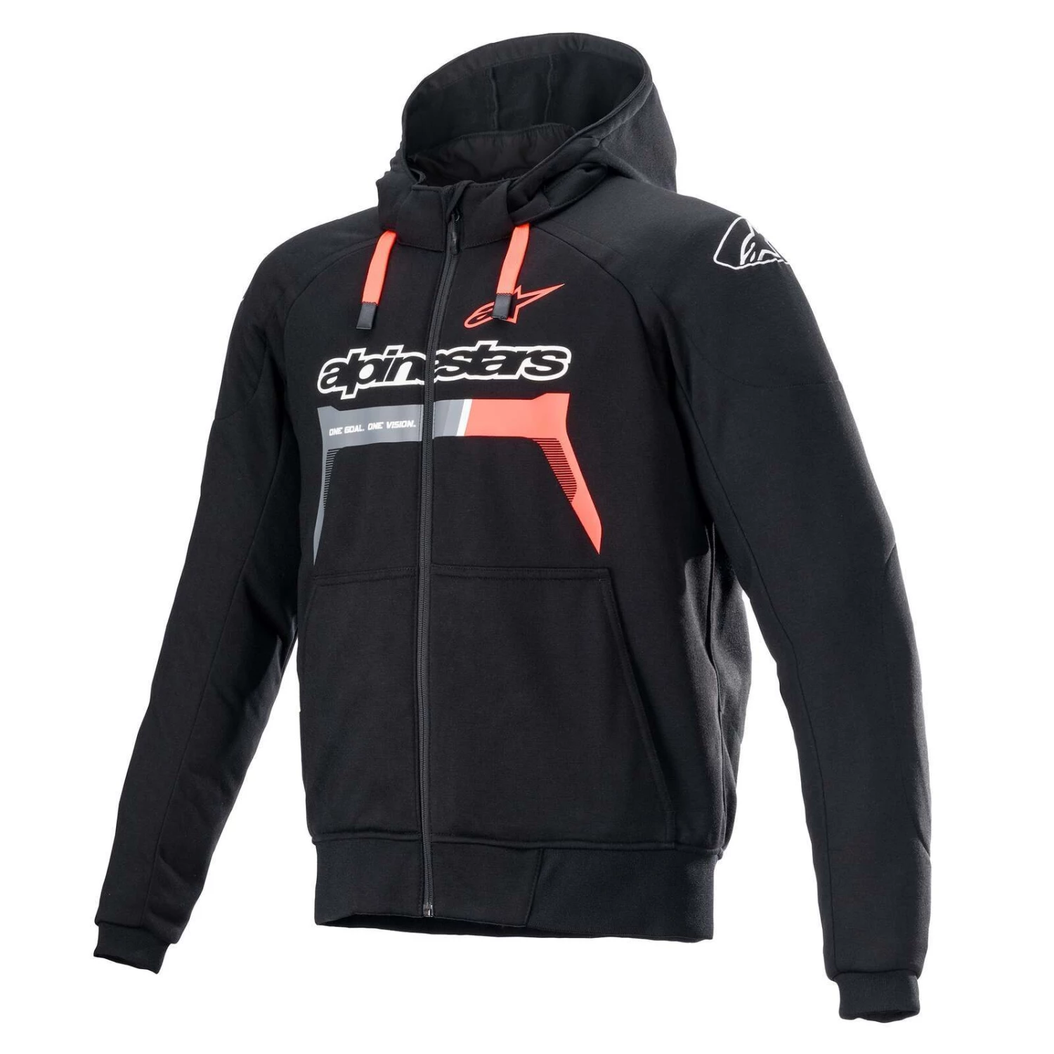 Alpinestars Chrome Ignition Black/Fluro Red Zip-Up Hoodie 1 Alpinestars Chrome Ignition Black/Fluro Red Zip-Up Hoodie