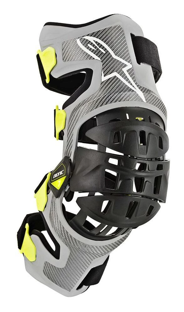 Alpinestars Bionic 7 Silver/Fluro Yellow Knee Brace Set 2 Alpinestars Bionic 7 Silver/Fluro Yellow Knee Brace Set - Image 2