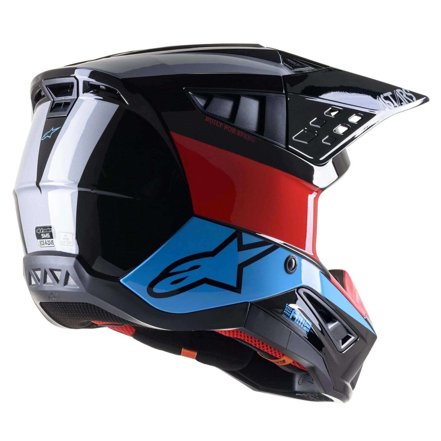 Alpinestars SM5 Bond Black/Red/Cyan/Silver Helmet 3 Alpinestars SM5 Bond Black/Red/Cyan/Silver Helmet - Image 3