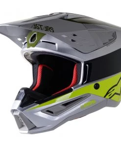 Alpinestars SM5 Bond Silver/Black/Fluro Yellow/Military Green Helmet